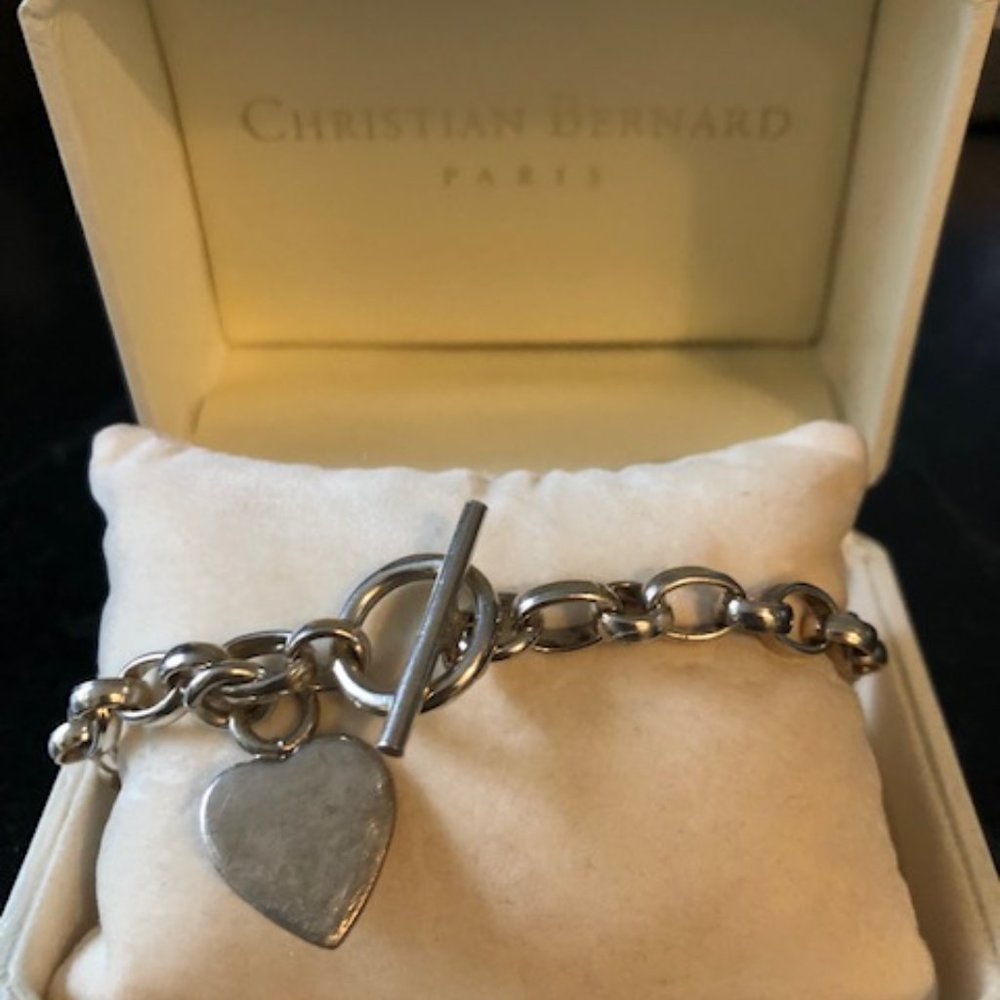 Christian Bernard solid silver link heart bracelet